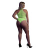 Ouch! Glow Ensemble Bustier et Culotte Filet Vert Fluo